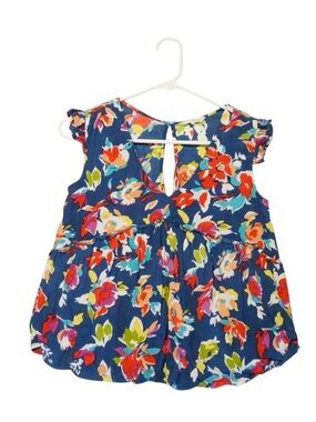 Rocks & Indigo Blue Floral Sleeveless Tank Top Blouse XS
